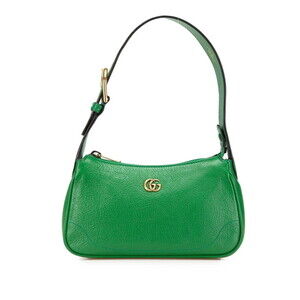 GUCCI Green Leather GG Marmont Shoulder Bag